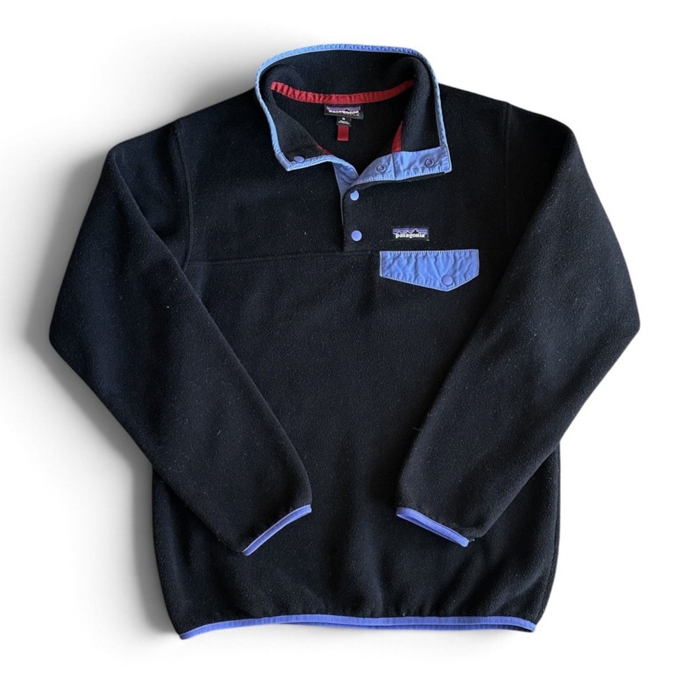 Patagonia Snap-T Synchilla Pullover Fleece Women's Size Medium Black Pocket